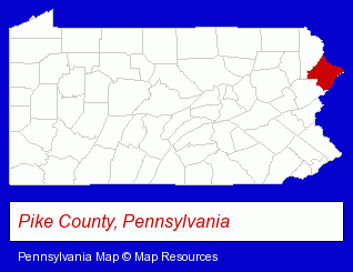 Pennsylvania map, showing the general location of Twin Cedars Assisted Living Center