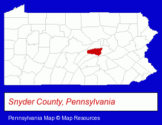 Pennsylvania map, showing the general location of Colonial Furniture