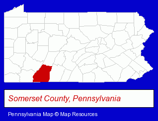 Pennsylvania map, showing the general location of Berkebile Oil Company