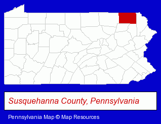 Pennsylvania map, showing the general location of Forest City High School