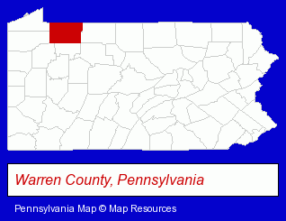 Pennsylvania map, showing the general location of Warren Plastics MFG Company