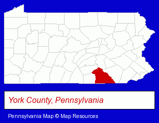 Pennsylvania map, showing the general location of Yorktowne Optical Company