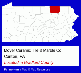 Pennsylvania counties map, showing the general location of Moyer Ceramic Tile & Marble Co.