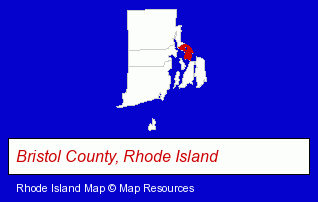 Rhode Island map, showing the general location of Anderson Cinda L