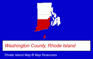 Rhode Island map, showing the general location of University of Rhode Island