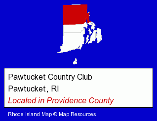 Rhode Island counties map, showing the general location of Pawtucket Country Club