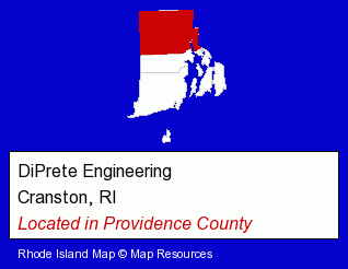 Rhode Island counties map, showing the general location of DiPrete Engineering