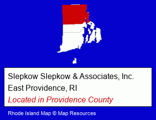 Rhode Island counties map, showing the general location of Slepkow Slepkow & Associates, Inc.