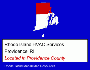 Rhode Island counties map, showing the general location of Rhode Island HVAC Services