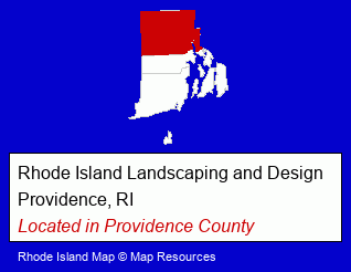 Rhode Island counties map, showing the general location of Rhode Island Landscaping and Design