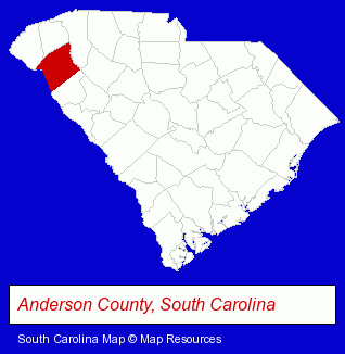Anderson County, South Carolina locator map