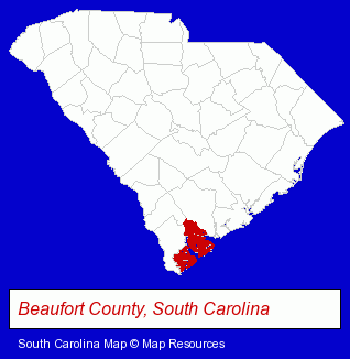 South Carolina map, showing the general location of Beach City Self Storage