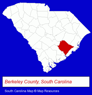 South Carolina map, showing the general location of Santee Cooper Credit Union