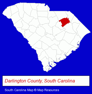 South Carolina map, showing the general location of Darlington County Public Library