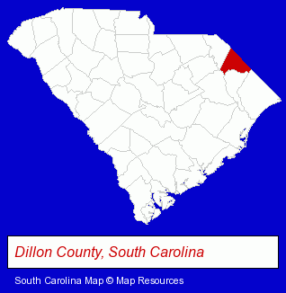 South Carolina map, showing the general location of Dillon Family Medicine - Stephen G Vance MD