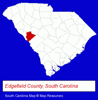 South Carolina map, showing the general location of Old Edgefield District Genealogical Society
