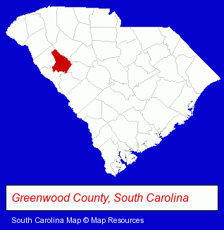 South Carolina map, showing the general location of Calvary Baptist Church