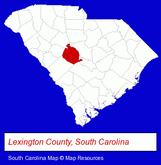 South Carolina map, showing the general location of Belinda Ellison