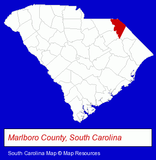 South Carolina map, showing the general location of Marlboro County School District