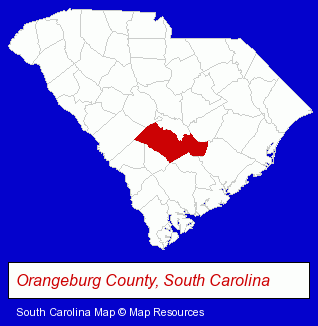 South Carolina map, showing the general location of Orangeburg-Calhoun Technical