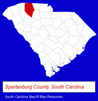 Spartanburg County, South Carolina locator map