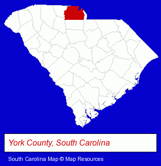 South Carolina map, showing the general location of TEGA Cay Christian School