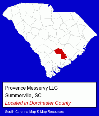 South Carolina counties map, showing the general location of Provence Messervy LLC