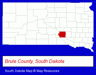 South Dakota map, showing the general location of Hillside Motel