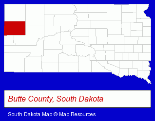 South Dakota map, showing the general location of Carl's Trailer Sales