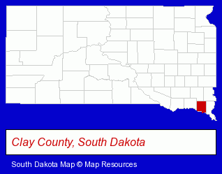 South Dakota map, showing the general location of Irene-Wakonda School District