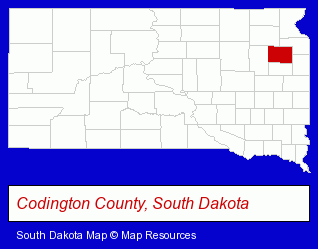 South Dakota map, showing the general location of Bratland Law
