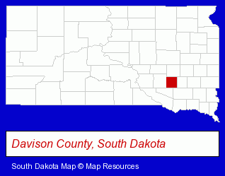 South Dakota map, showing the general location of Millbrook Industries