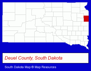 South Dakota map, showing the general location of Fritz Chevrolet Inc
