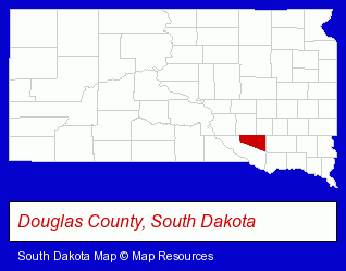 South Dakota map, showing the general location of Dakota Christian High School