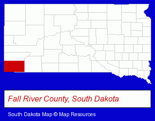 South Dakota map, showing the general location of Edgemont School District 23-1