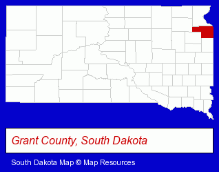 South Dakota map, showing the general location of Prairie Hills Pet Clinic - Richard R Lentz DVM