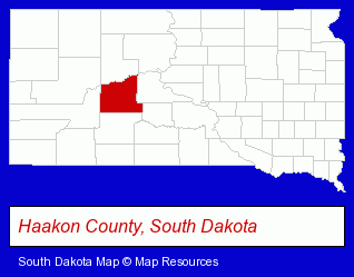 South Dakota map, showing the general location of First National Bank In Philip
