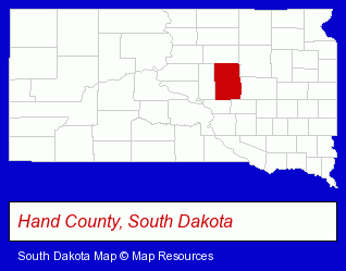 South Dakota map, showing the general location of Mid Dakota Rural Water