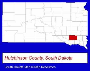 South Dakota map, showing the general location of Parkston Dental Center