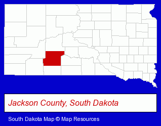 South Dakota map, showing the general location of Kadoka School