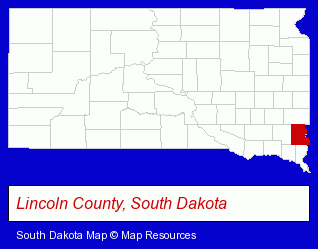 South Dakota map, showing the general location of Alpha Graphics