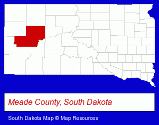 South Dakota map, showing the general location of Hersruds of Sturgis