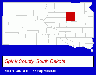 South Dakota map, showing the general location of Redfield Energy