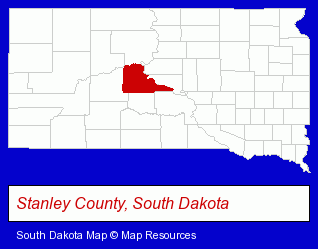South Dakota map, showing the general location of Ready Mix Concrete
