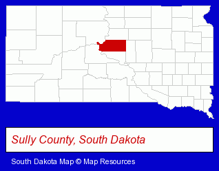 South Dakota map, showing the general location of Sunrise Bank Dakota