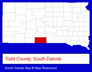 South Dakota map, showing the general location of Buche Foods