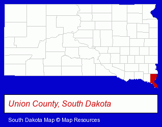 South Dakota map, showing the general location of Alcester-Hudson School District
