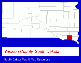 South Dakota map, showing the general location of Rupiper's Travel