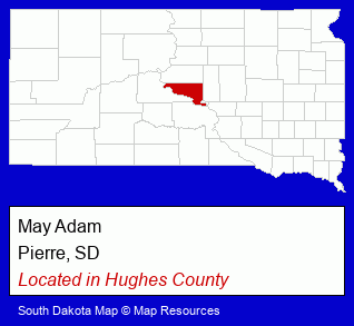 South Dakota counties map, showing the general location of May Adam