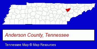 Tennessee map, showing the general location of Appalachian Arts Craft Center